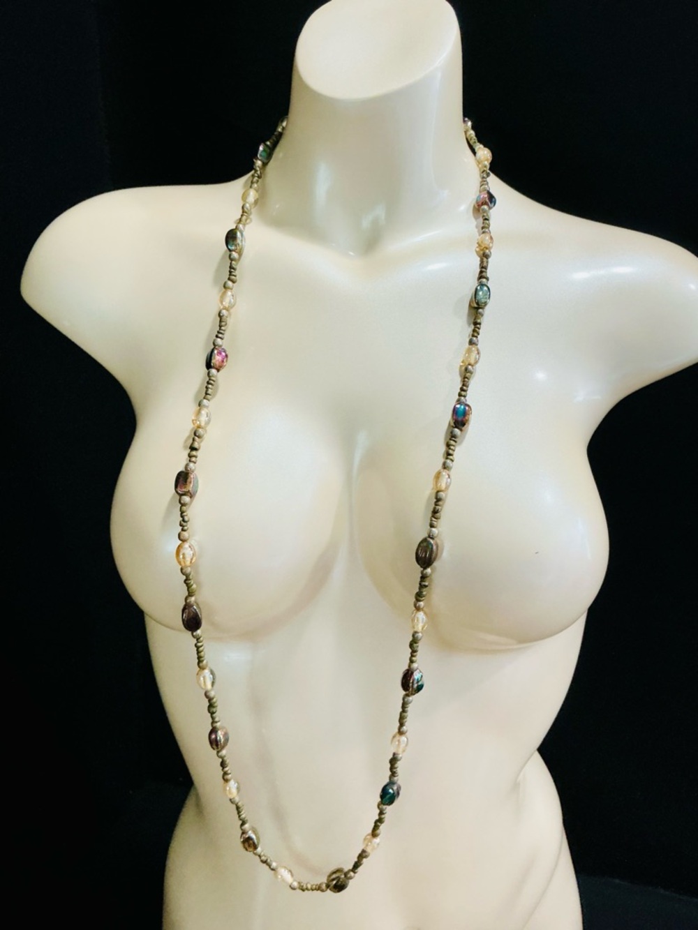 Multi-Strand Beaded Glass Wood Statement Necklace’s Multi Colored Southwestern - Picture 5 of 16